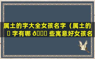 属土的字大全女孩名字（属土的 ☘ 字有哪 🐘 些寓意好女孩名字）